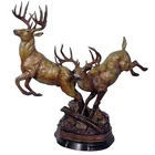 Best selling home or garden decorative stone sculpture art sale small animal deer statue metal bronze