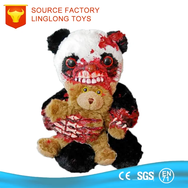 stuffed bear eating teddy bear plush skull panda with bloody