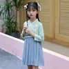 Children Chineses Cardigan Autumn 2019 girls Slant Lapel Belt Long-sleeved Dress with Retro Style Children Dress Antique Style.