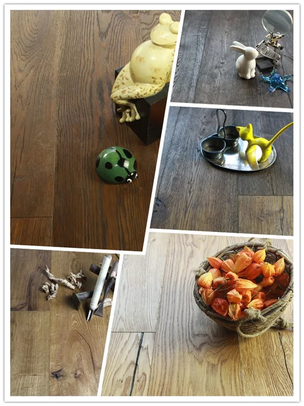 Best quality interior brushed&oiled&smoked surface oak flooring