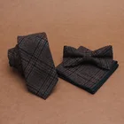 Wholesale factory direct coffee and black twill wool tie men tie set for business ready to ship