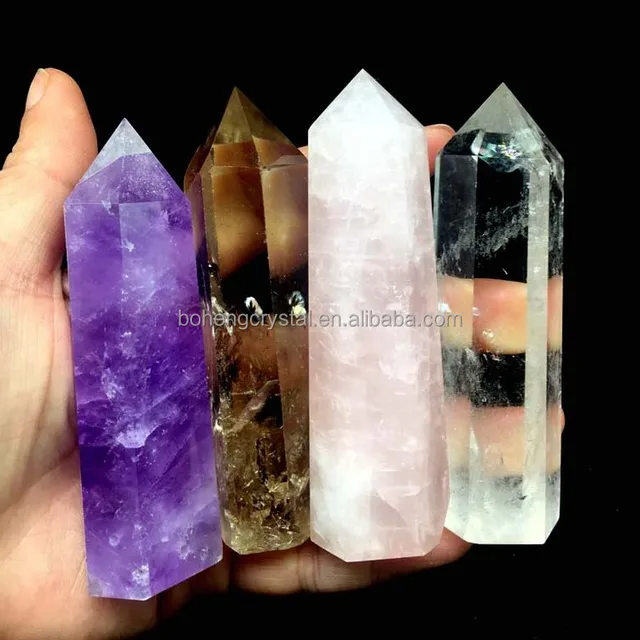 natural clear quartz rose quartz amethyst smokey quartz crystal