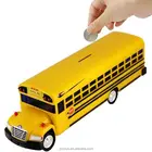 customize car shaped coin bank, kids plastic car piggy bank , personalized pvc bus model money bank