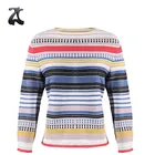 2018 Spring Trendy Viscose Colors Stripe Fancy Pullover Women Sweater