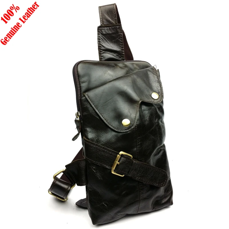 Hot 2015 New fashion design 100% genuine leather bag men messenger bags casual leather men chest bags vintage men shoulder bags