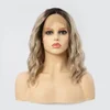 In stock ombre front lace wig short wave synthetic hair lace front wigs high heat fiber for black women