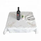 OEM&ODM white table cloth, polyester embroidered table cover with embroidery pattern