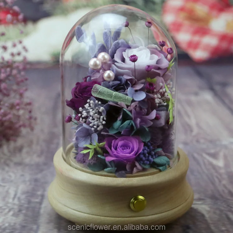unique valentines gifts preserved rose flower in glass dome with