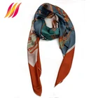2019 Custom Made 100% Silk Satin Print 140*140 Cm Scarf