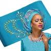 African SEGO head gele Wrapper Scarf 8.6 meters length with beads s170605002