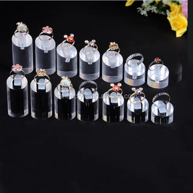 crystal round acrylic jewelry ring riser display perspex jewelry