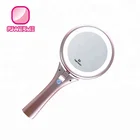 Round sharp Foldable Led Hand held cosmetic mirror girls daily makeup table mirror