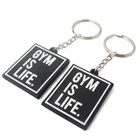Double Embossed Design Custom Raised Name Logo Soft PVC Plastic Rubber Keychain with GYM Sport Label