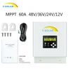 MPPT 60A Solar Charge Controller 48V/36V/24V/12V Max 150V Solar Panel Input Dual Fan Cooling RS485 Communication Port SCF-60A