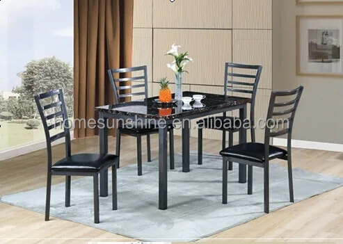 Metal and Faux marble MDF dining room set / dining table set
