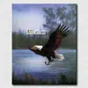 Factory product fine art Wholesale Canvas printed stretched painting eagle fishing