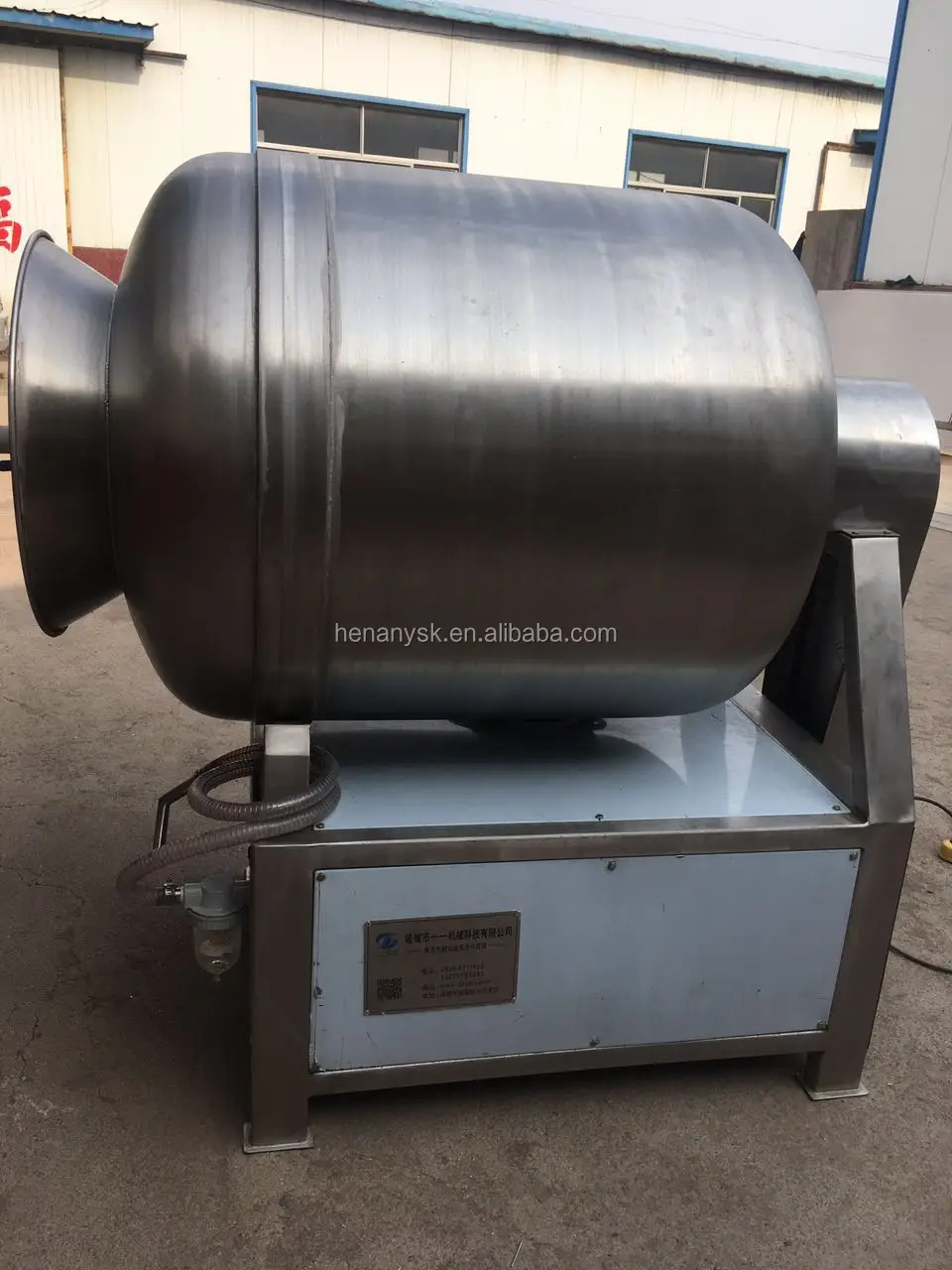 Large 1000 L Stainless Steel Vacuum Meat Tumbler Salted Food Rotary Barrel Tumbling Machine