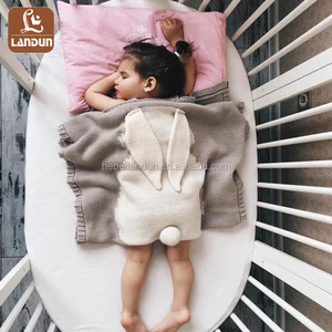 popular cartoon animal rabbit shaped knitted baby waddle blanket