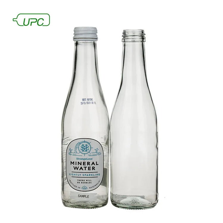 Eco friendly wiederverwendbare 250 ml metall schraubverschluss leere glas mineralwasserflasche