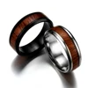 Black enamel stainless steel men's fashion wood ring