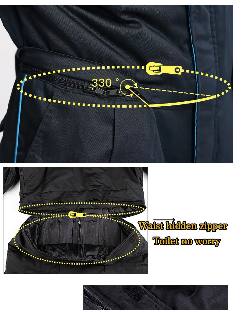Men Work Clothing Winter Warmer Windproof Overalls Outdoor Fishing Skiing Cold storage Working Clothes Long Sleeved Coveralls  (7)