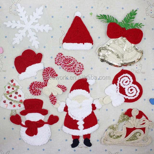 custom design merry christmas embroidered iron on patch applique