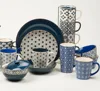 Vintage ceramic rustic blue and white porcelain tableware dinnerware sets
