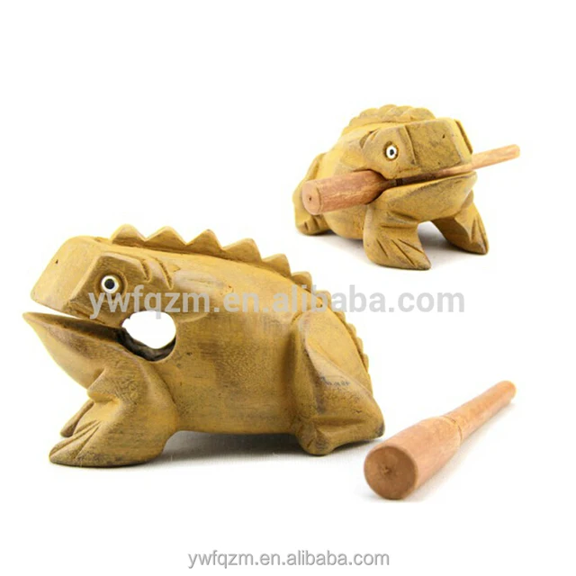wholesale good quality handmade wooden croaking frog