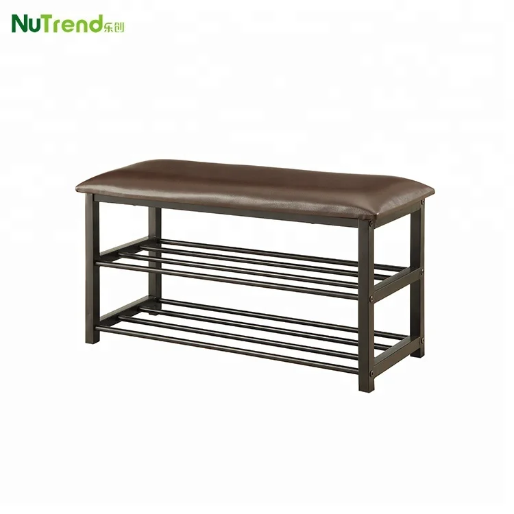Cheap Leather Metal Indoor Bench With Shoe Storage Racks Buy