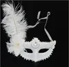 Women Lady Princess Venetian Mardi Gras Masquerade Party White Feather Masks