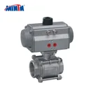 High Quality Stainless Steel Thread Pneumatic Actuator 3pcs Ball Valve With Air Water Gas double acting