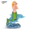 Best selling products new arrivals home decor custom size perfect blue sexy girls statues resin mermaid figurine with dolphin
