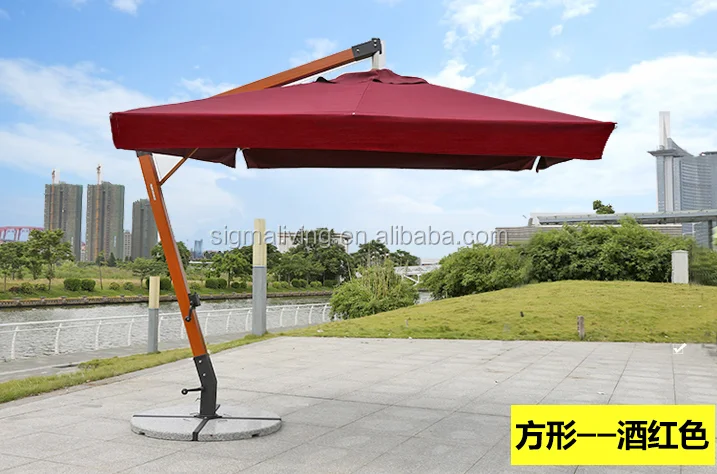 High-end commercial solid wood square outdoor umbrella