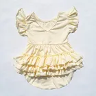 Summer yellow cotton fabric no sleeves baby girls clothes baby romper organic baby clothes