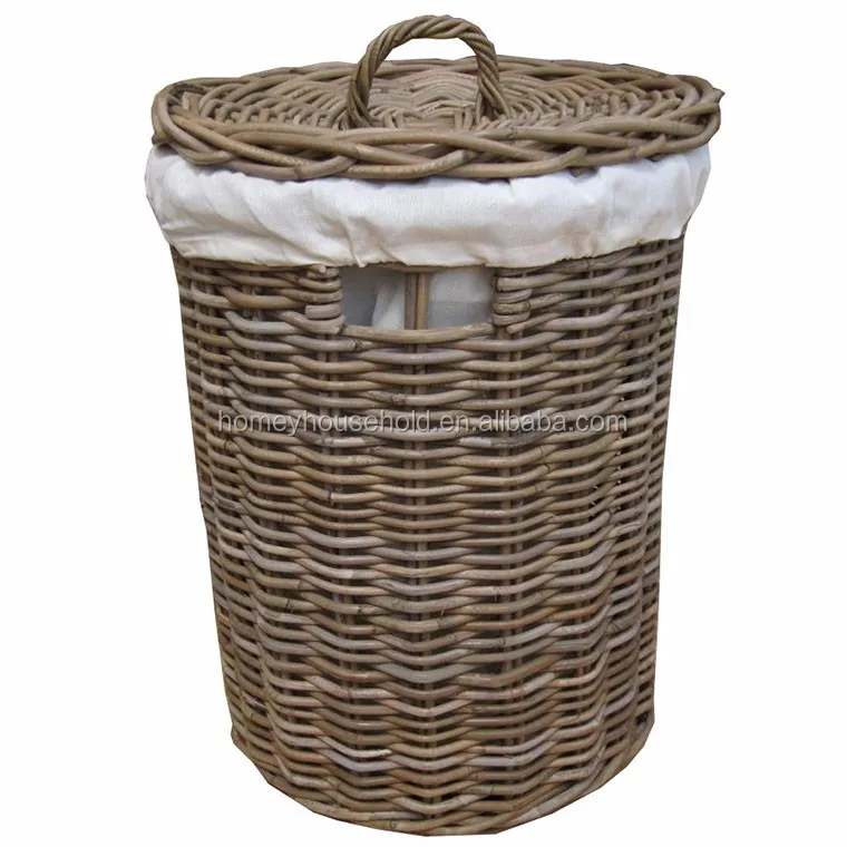 wholesale wicker round laundry basket with lids,home storage