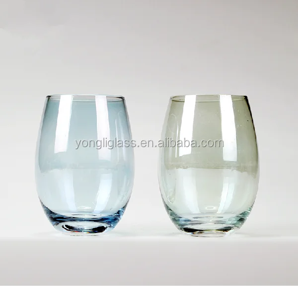 Crystal Stemless Wine Glass,Round Bottom Drinking Glass,Hand Blown