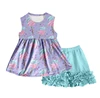 wholesale sleeveless children dress outfits infant boutique clothing set cotton and milk silk summer baby girl clothes