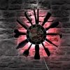 Hair Beauty Salon Vinyl Wall Clock Hairdresser Barber Shop Art Wall Decor Clock LED Backlight Modern Clock