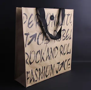 high quality kraft paper gift bag with pp nonwoven lining and