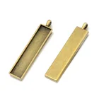 High Quality Gem Base Type And Pendant Bead Style Rectangle Shape Custom DIY Vintage Blank Metal Charm