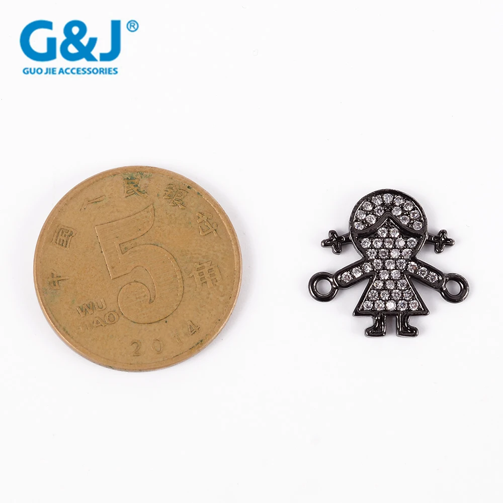 Guojie brand wholesale 20pcs fashion copper micro pave CZ cute women jewelry girl bracelet pendant charm pendant