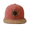Guangzhou ACE manufacturer Custom wooden cork hat ,Black pu leather bill snapbacks caps and hats ,Good quality flat brim caps