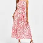 Sleeveless Maxi Geo Print Woman Cotton Long Dress