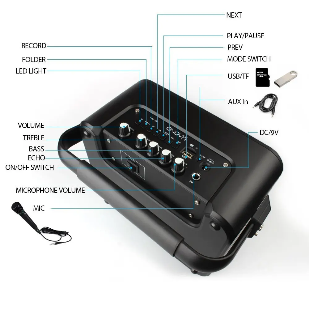 New design 30W Home Amplifier usb wireless lapel mic 