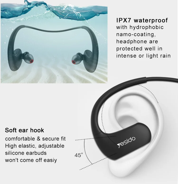 2019 New Arrival Active Noise Cancelling Headphone Waterproof Bluetooths Sport Wired Earphone - ANKUX.COM