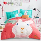 Kids cute animal printing design microfiber linen bedding set bed sheet comforter duvet cover bedspread fitted