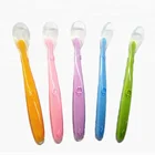Gums Friendly Soft Silicone Baby Teething Feeding Spoons,Non Toxic Long Handle Baby Spoons