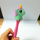 Novelty cartoon unicorn rubber pens unicorn horn logo ballpoint pens