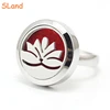 SLand Jewelry Manufacturer Low MQO Wholesale OEM Stainless Steel Yoga Lotus Aromatherapy Essential Oils Diffuser Locket Ring