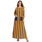 wholesale saudi dubai ajman ladies puff sleeve stripe pocket islamic clothing simple abayas in pakistan trade